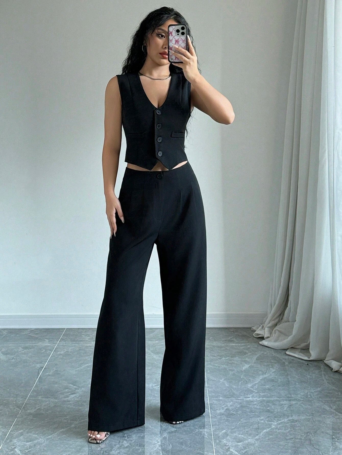 Chicease Sleeveless Blazer Vest and Suit Pants Set