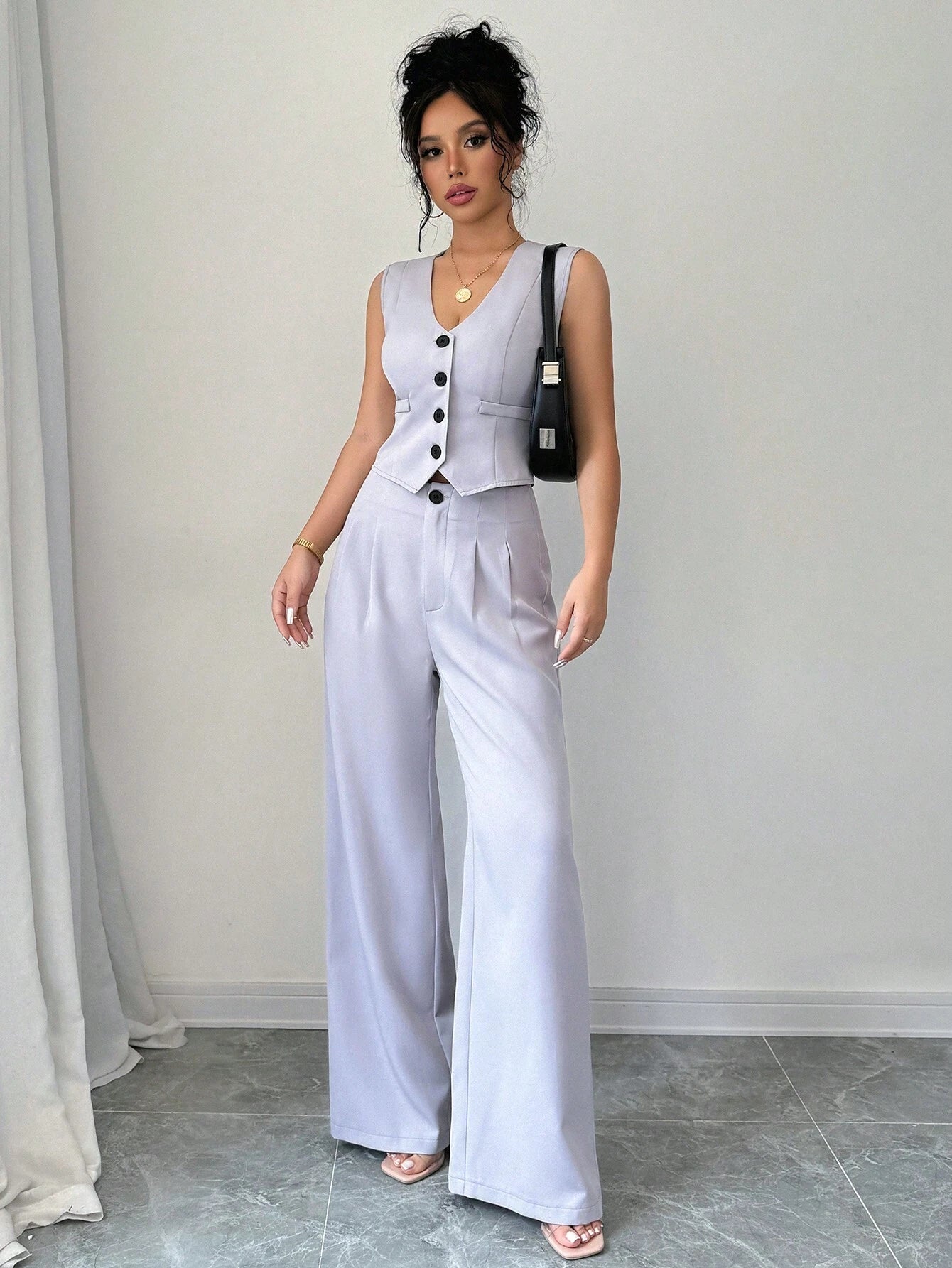 Chicease Sleeveless Blazer Vest and Suit Pants Set