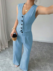 Chicease Sleeveless Blazer Vest and Suit Pants Set