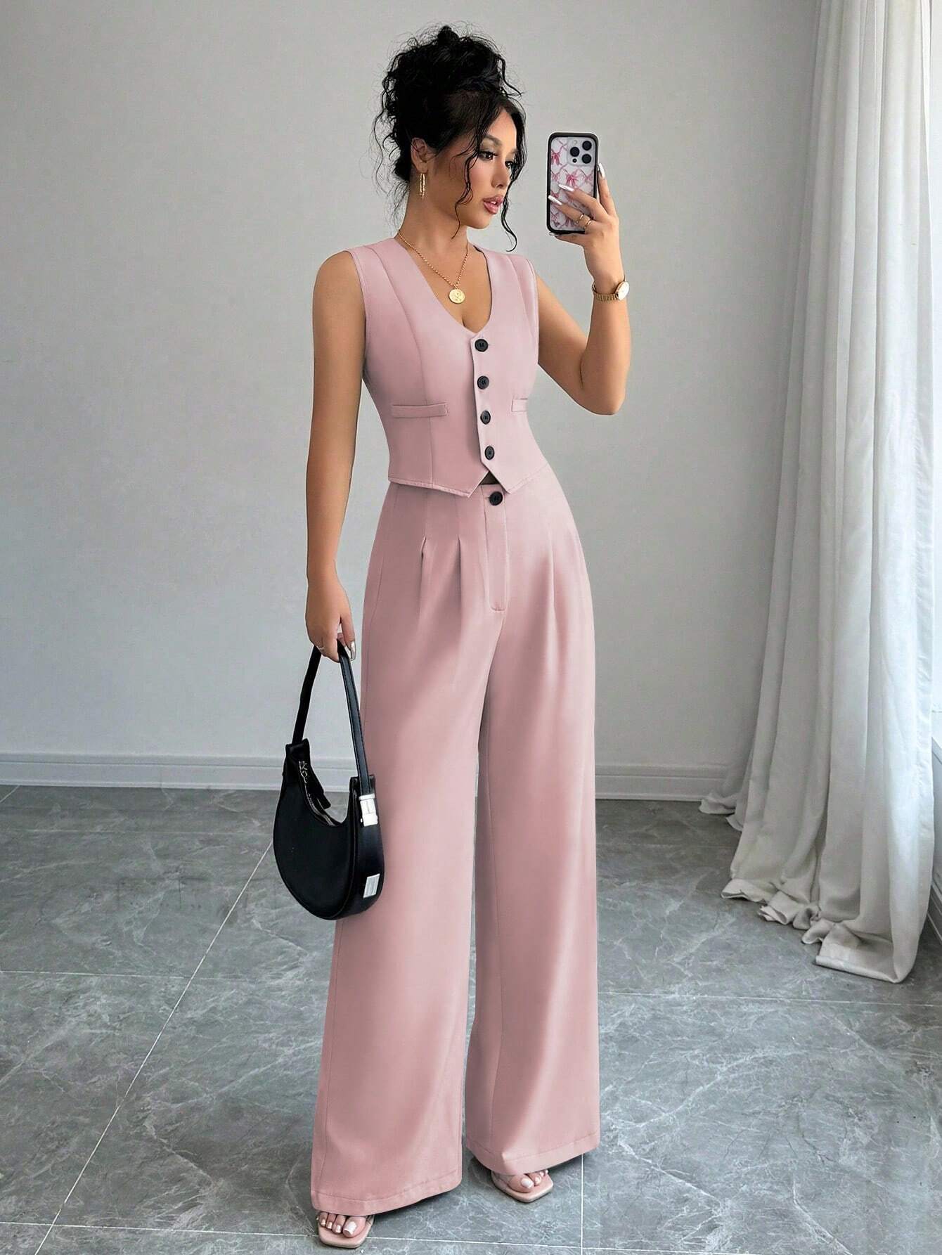 Chicease Sleeveless Blazer Vest and Suit Pants Set