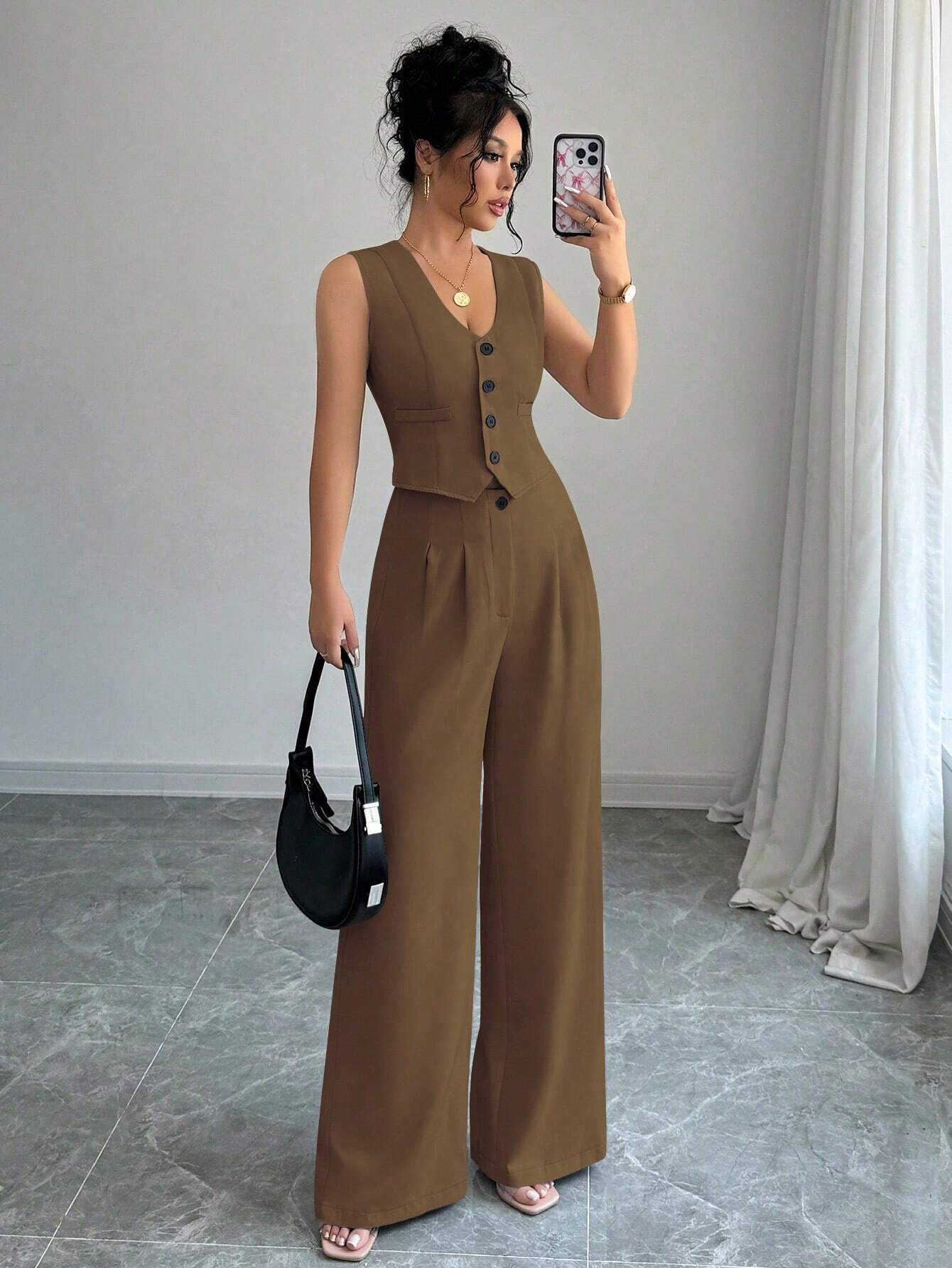 Chicease Sleeveless Blazer Vest and Suit Pants Set