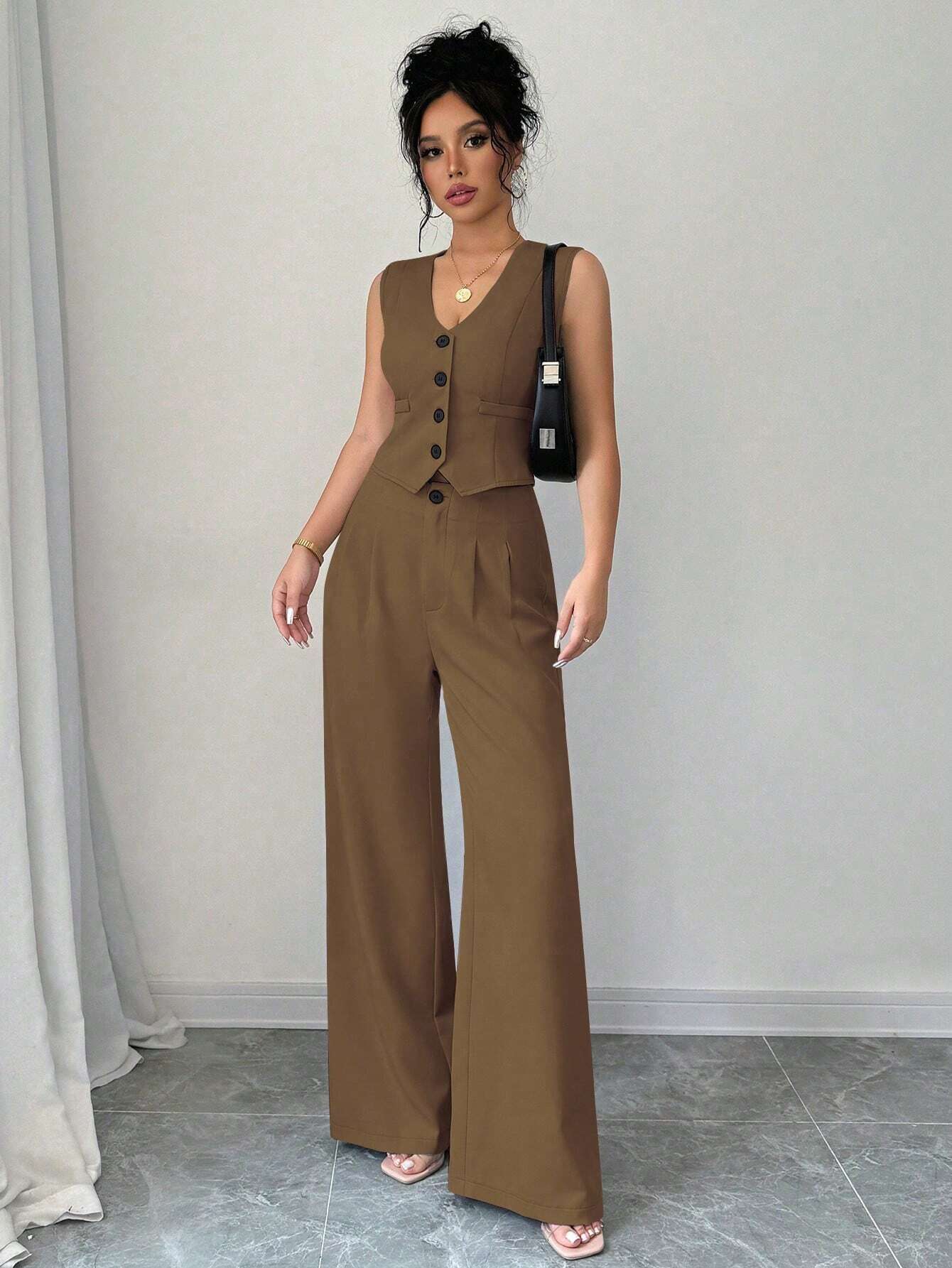 Chicease Sleeveless Blazer Vest and Suit Pants Set