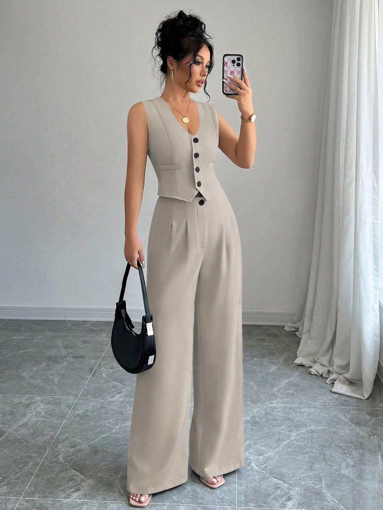 Chicease Sleeveless Blazer Vest and Suit Pants Set