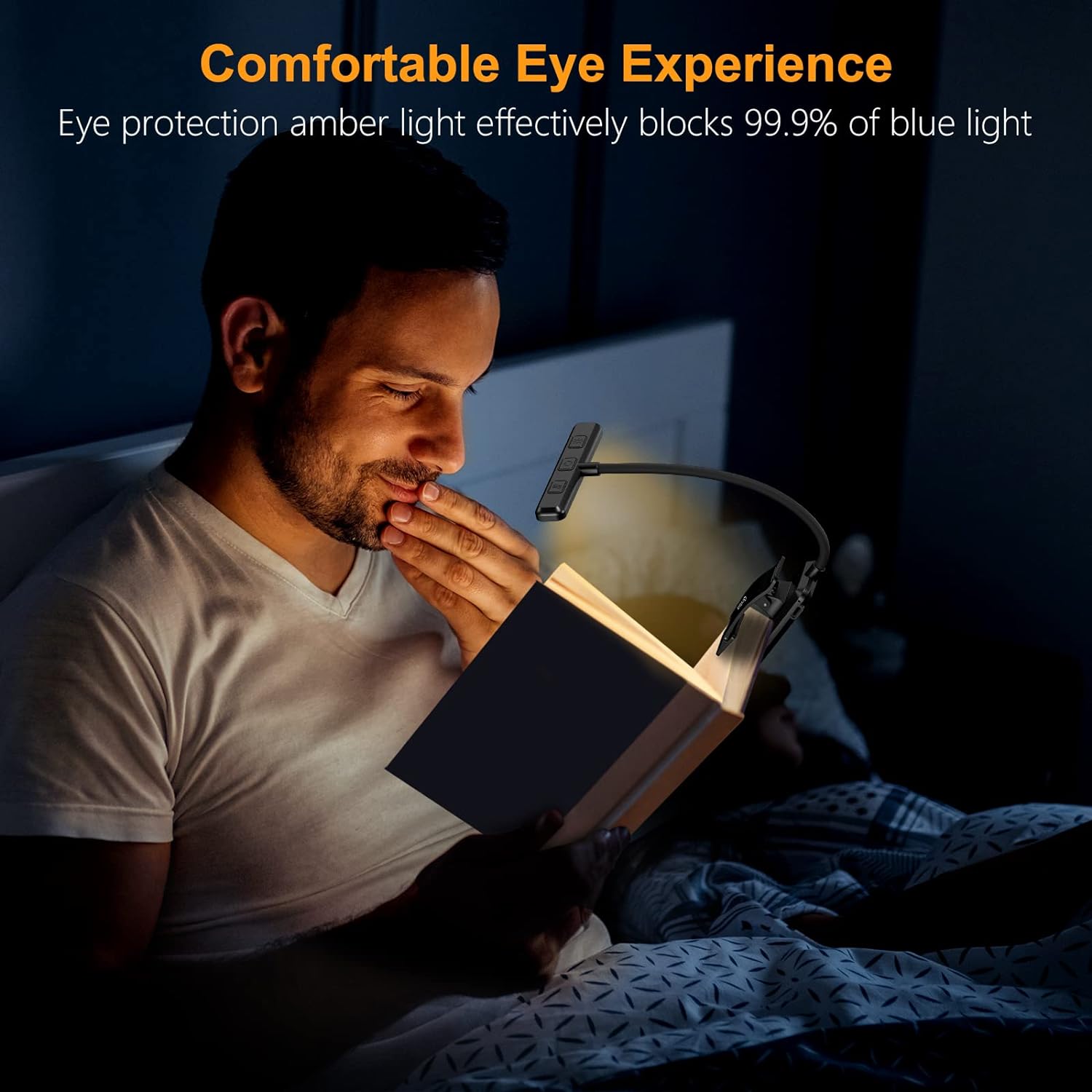  LED Rechargeable Book Light for Reading in Bed with Memory Function- Eye Caring 3 Color Temperatures,Stepless Dimming Brightness,80 Hrs Runtime Lightweight Clip on Light for Book Lovers