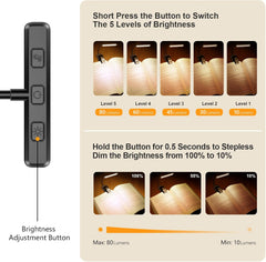  LED Rechargeable Book Light for Reading in Bed with Memory Function- Eye Caring 3 Color Temperatures,Stepless Dimming Brightness,80 Hrs Runtime Lightweight Clip on Light for Book Lovers
