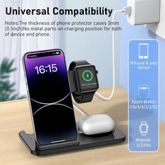 3 in 1 Foldable Wireless Charger Stand for Iphone 15 14 13 12 Pro Max plus Iwatch Airpods 3/2 Fast Charging Station Dock Holder