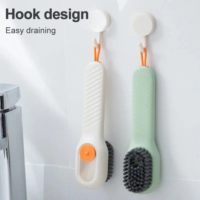 Multifunction Cleaning Brush Shoe Brush Soft-Bristled Liquid Brush Long Handle Clothes Brush Hoousehold Cleaning Tool 1Pcs