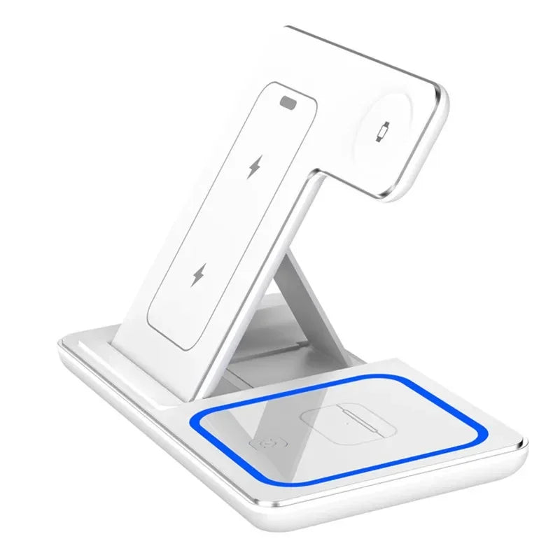 3 in 1 Foldable Wireless Charger Stand for Iphone 15 14 13 12 Pro Max plus Iwatch Airpods 3/2 Fast Charging Station Dock Holder