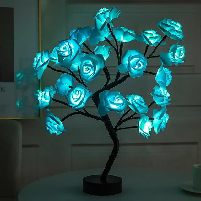 LED Table Lamp Lights Rose Flower Tree USB Night Lights Home Decoration Parties Xmas Christmas Wedding Bedroom Decor Rose Lamp