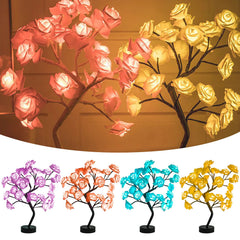 LED Table Lamp Lights Rose Flower Tree USB Night Lights Home Decoration Parties Xmas Christmas Wedding Bedroom Decor Rose Lamp