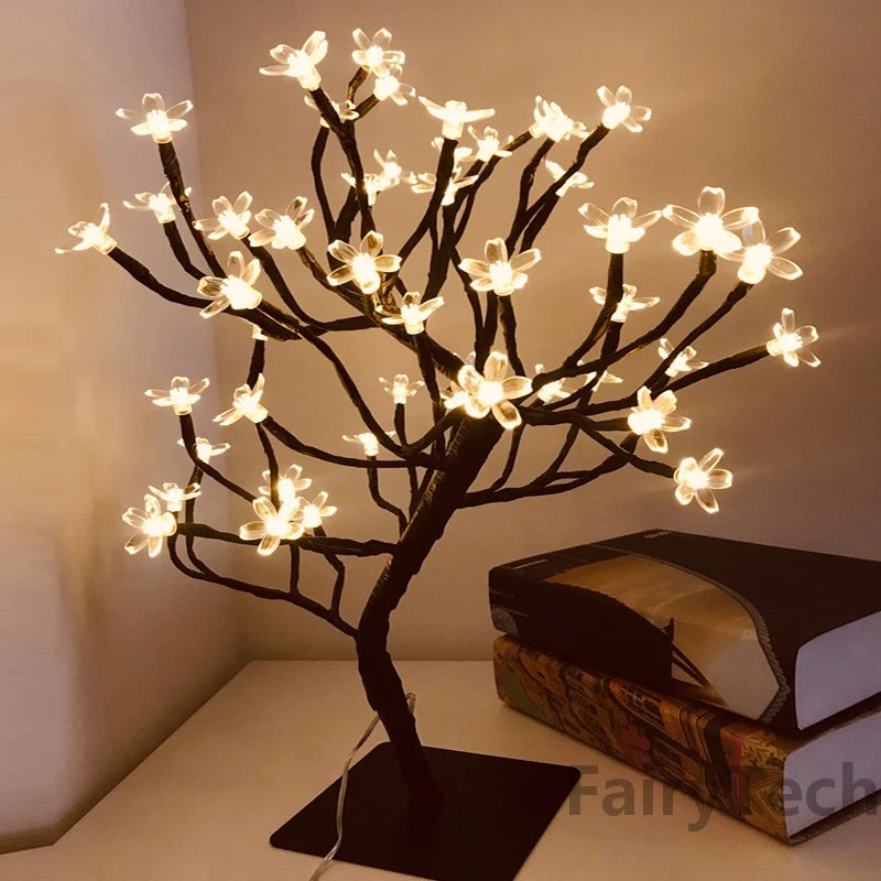 LED Table Lamp Lights Rose Flower Tree USB Night Lights Home Decoration Parties Xmas Christmas Wedding Bedroom Decor Rose Lamp