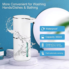 Automatic Infrared Sensing Soap Dispenser 350ML Contactless USB Foam Hand Soap Dispenser Kitchen Bathroom Wall Mounted